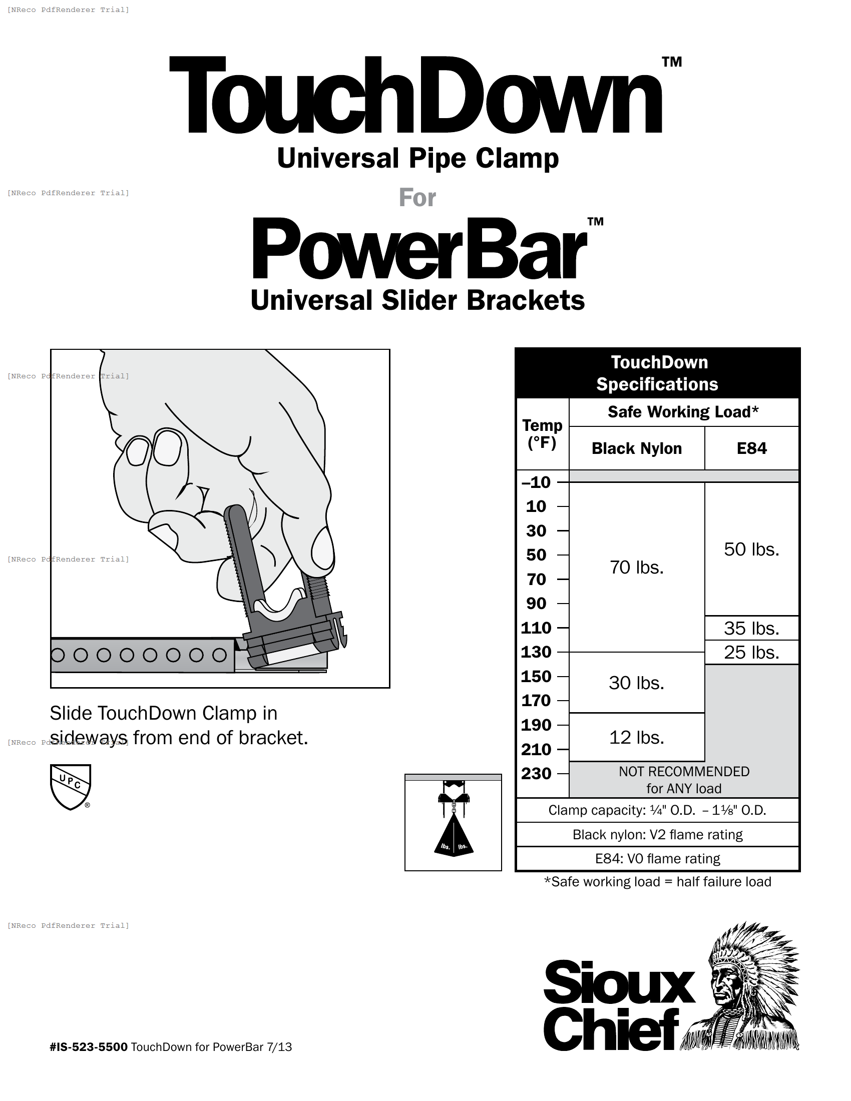 523 SERIES - TOUCHDOWN FOR POWERBAR - INSTRUCTION SHEET.PDF Technical Document